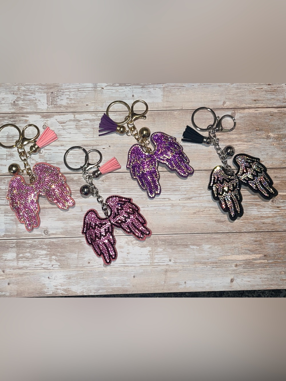 Choice of Angel Wings - Puff Rhinestone Keychain Bag Charm